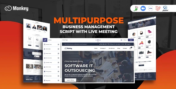 Monkey v2.0 - Laravel Multipurpose Website CMS & Business Agency Management With Live Meeting
